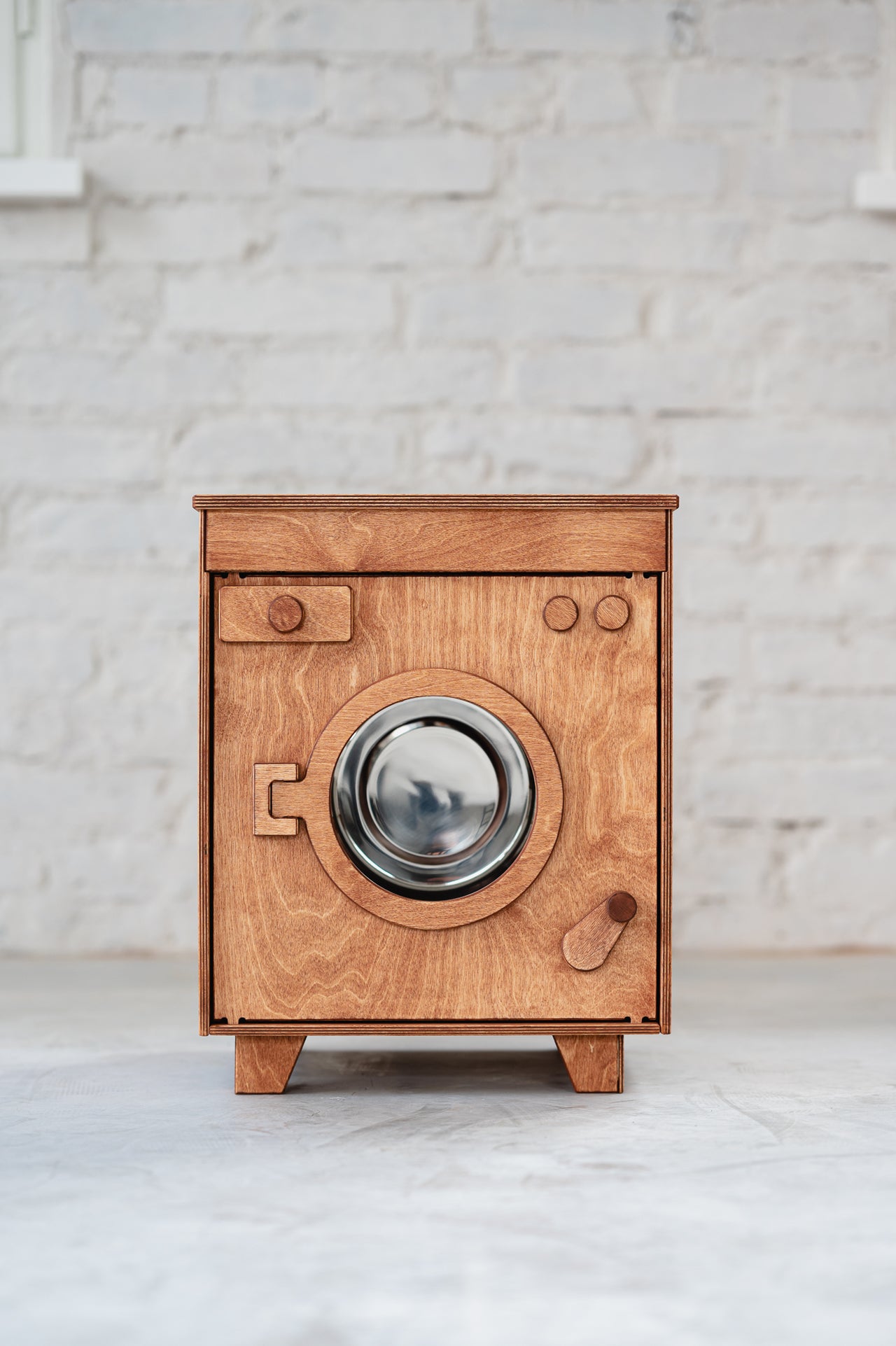 Wooden Washing Machine - Mahogany - MIDMINI - Handcrafted wooden toys for generations.