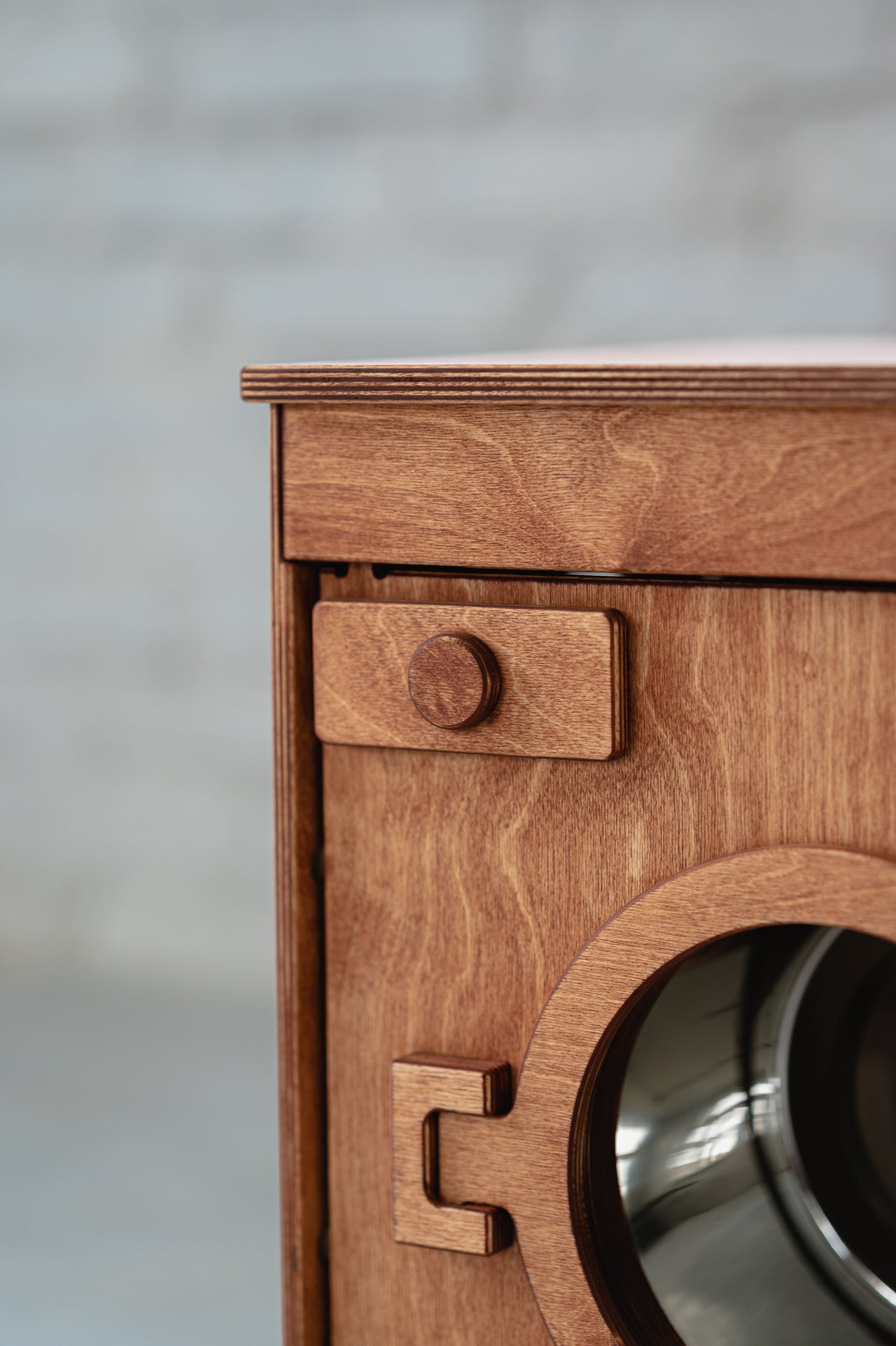 Wooden Washing Machine - Mahogany - MIDMINI - Handcrafted wooden toys for generations.