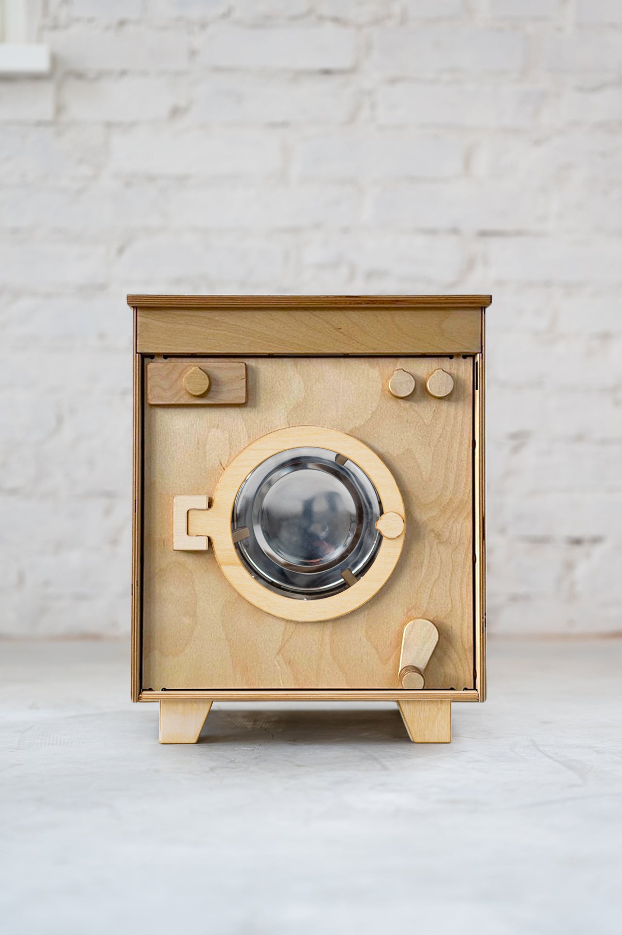 Wooden Washing Machine - Natural Wood - MIDMINI - Handcrafted wooden toys for generations.