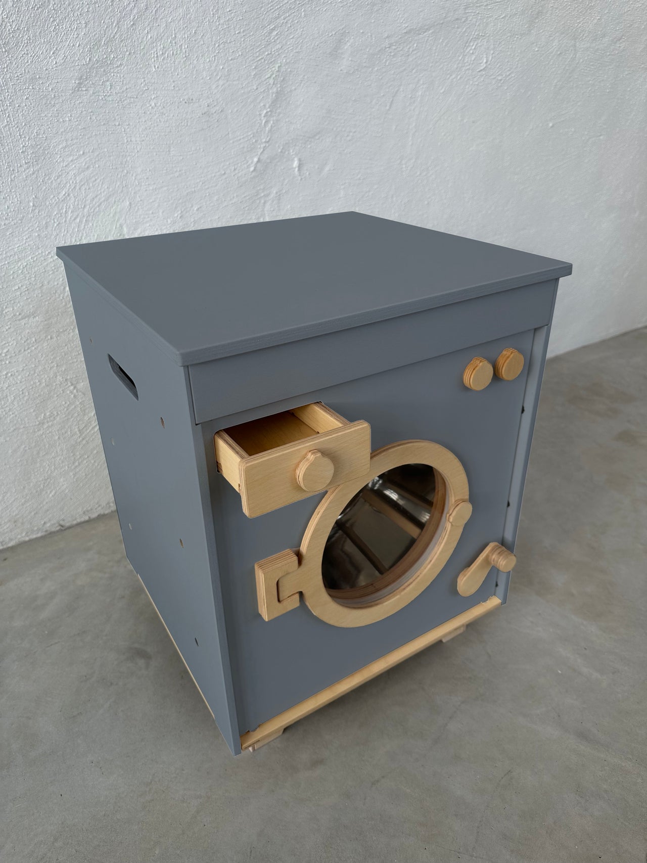 Wooden Washing Machine - Dusty Blue - MIDMINI - Handcrafted wooden toys for generations.