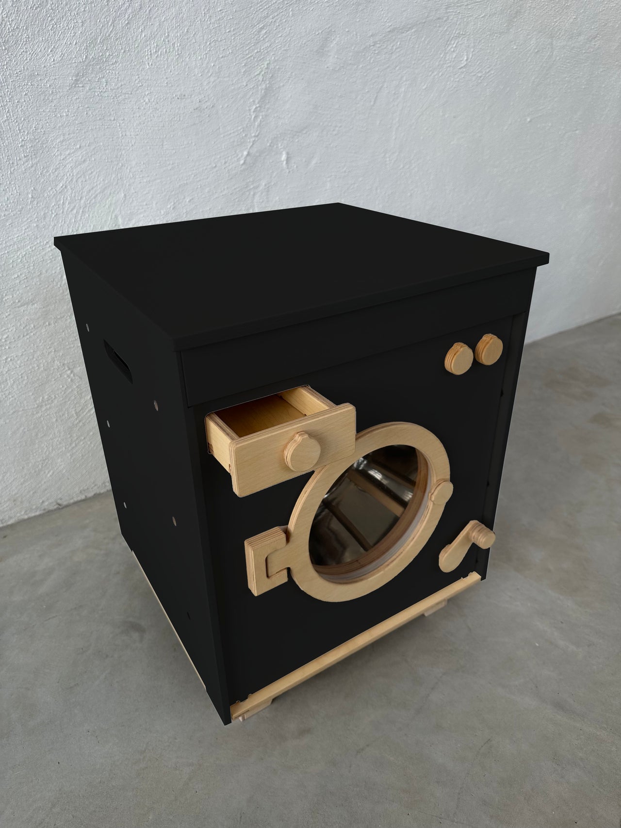 Wooden Washing Machine - Royal Black - MIDMINI - Handcrafted wooden toys for generations.
