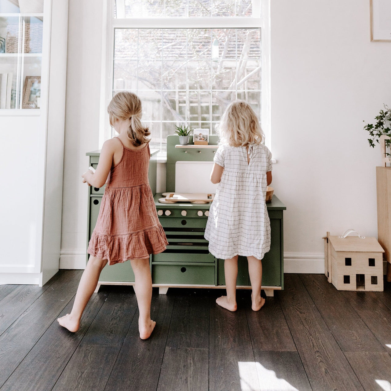 Dusty Green Wooden Play Kitchen - MIDMINI - Handcrafted wooden toys for generations.