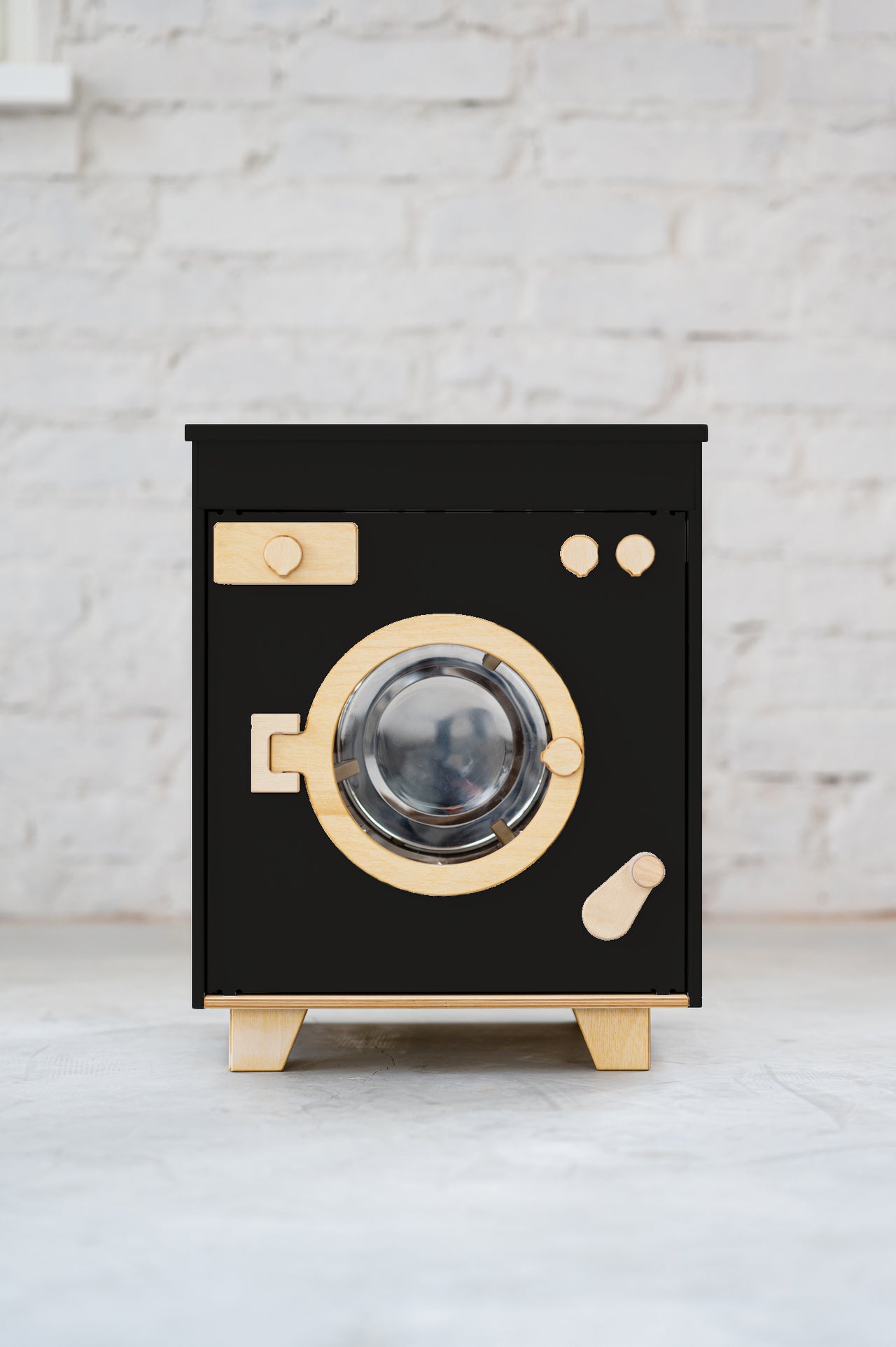 Wooden Washing Machine - Royal Black - MIDMINI - Handcrafted wooden toys for generations.