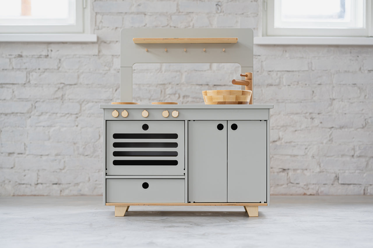 Mousy Gray Wooden Play Kitchen - MIDMINI - Plywood Furniture