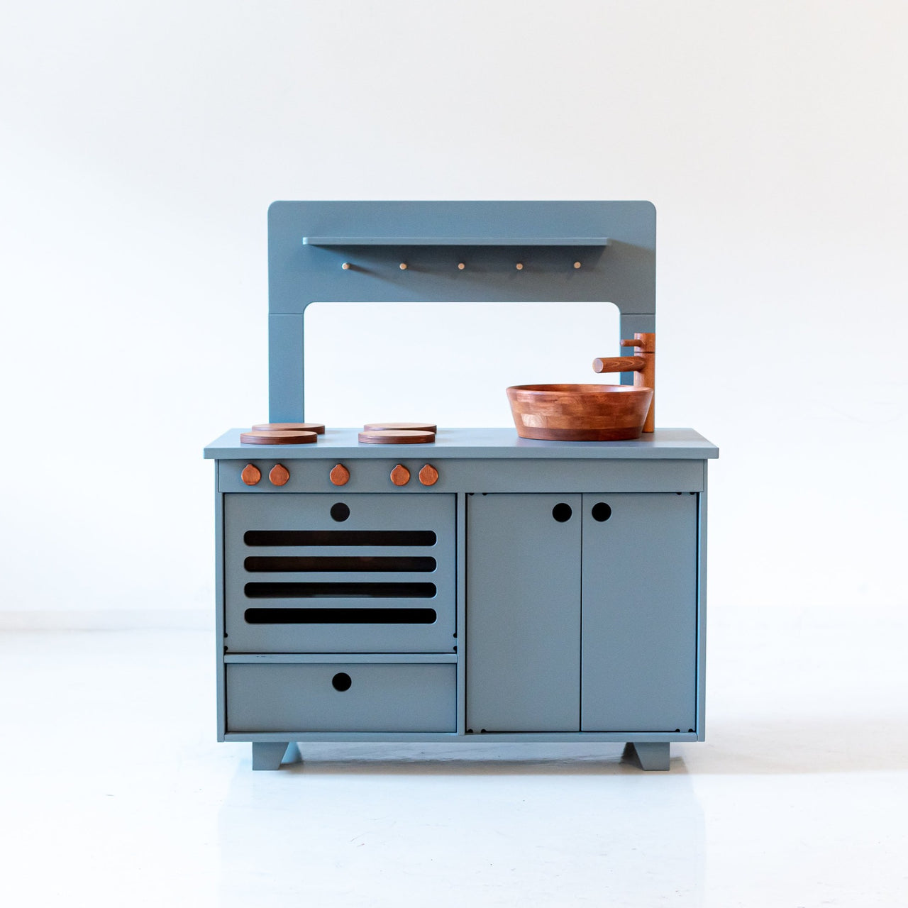 Dusty Blue Wooden Play Kitchen - MIDMINI - Plywood Furniture