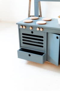 Thumbnail for Dusty Blue Wooden Play Kitchen - MIDMINI - Plywood Furniture