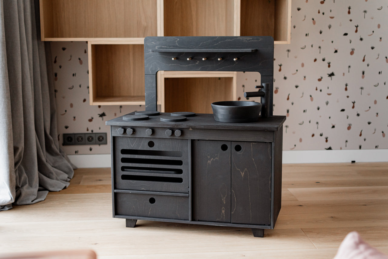 Raven Black Wooden Play Kitchen - MIDMINI - Plywood Furniture